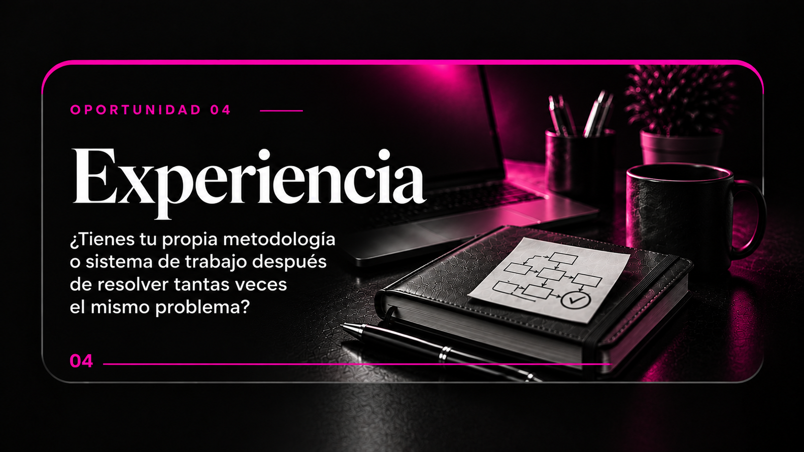 Oportunidad 04 · Experiencia — ¿Tienes tu propia metodología después de resolver tantas veces el mismo problema?